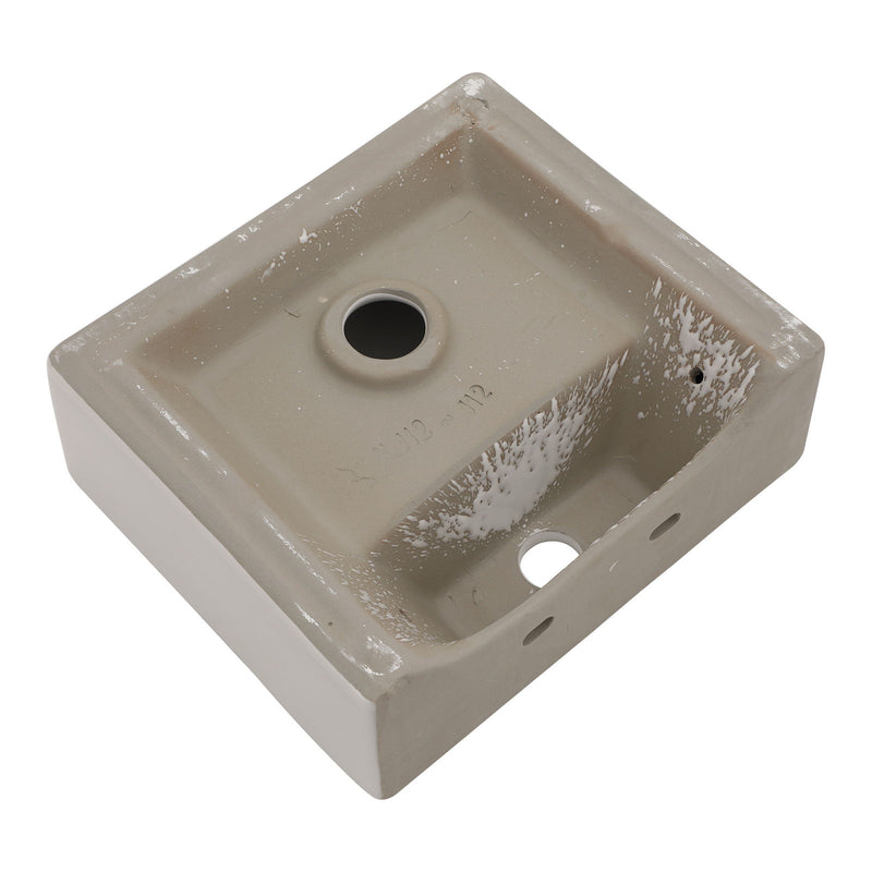 Ceramic Rectangle Wall Mount Bathroom Sink With Single Faucet Hole