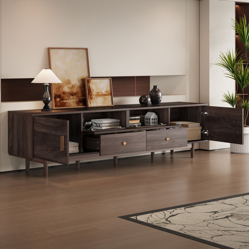 TV Stand With Drawers, Accent Entertainment Center For Living Room - Dark Brown