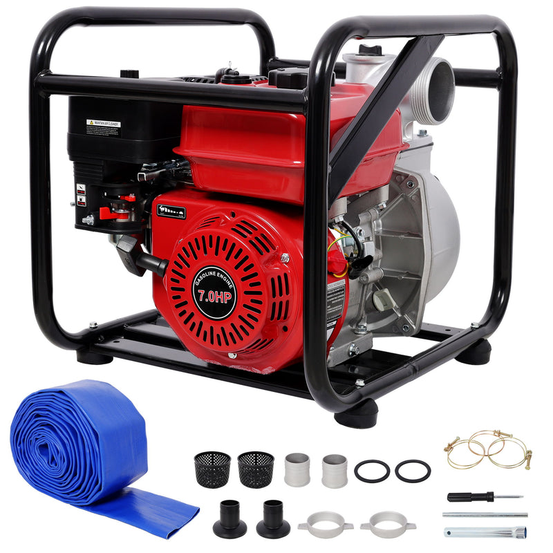 Gasoline Powered Water Pump 3" Inlet & Outlet, 264Gpm Flow, 7Hp Engine - Black / Red