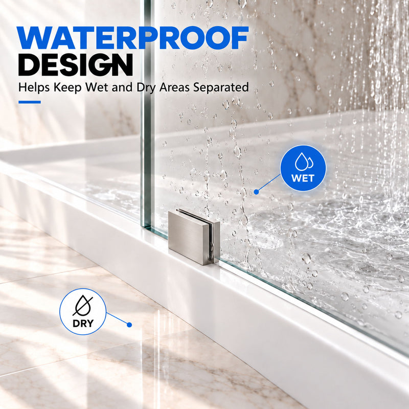 Frameless Bathtub Shower Screen, Reversible Installation