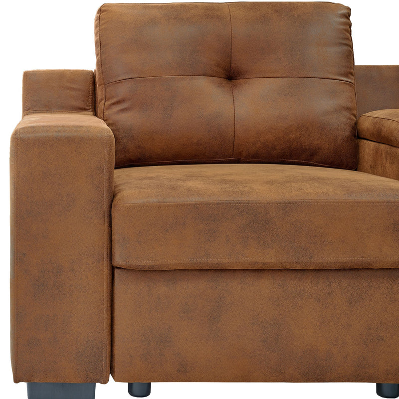U - Shape Sectional Pull Out Bed With Console, Storage, And USB Charging