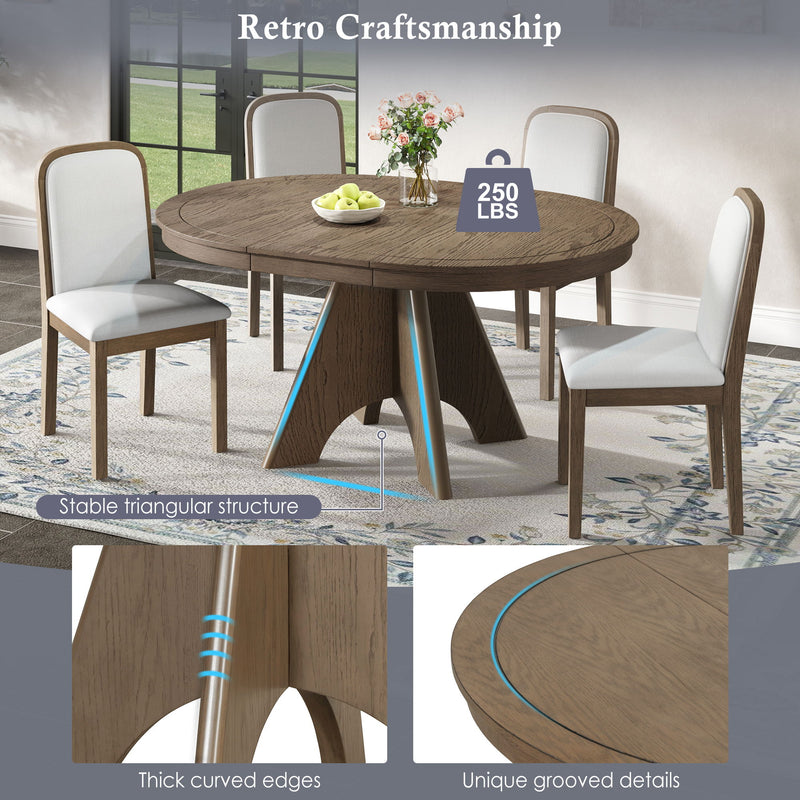 Extendable Dining Table With Sturdy Crossed Legs
