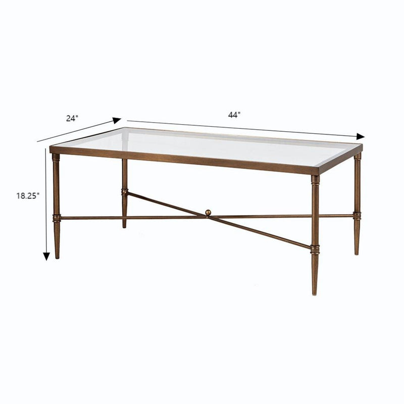 Metal Rectangle Coffee Table With Tempered Glass Top - Bronze