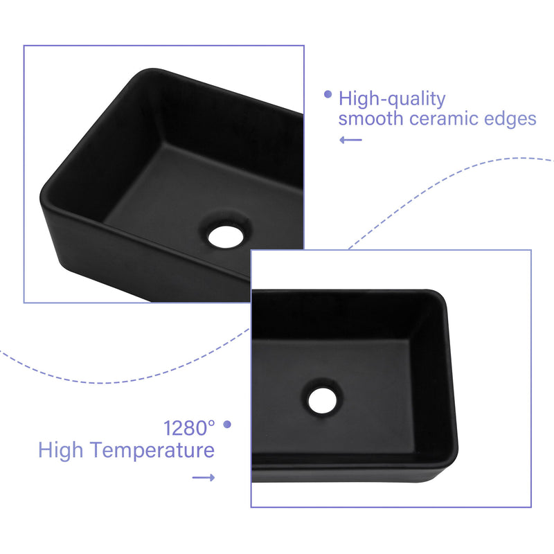 Sleek Ceramic Rectangular Vessel Bathroom Sink