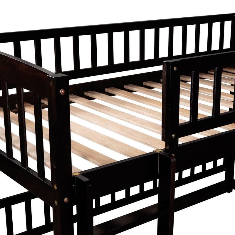 Low Bunk Bed With Slide, Fence And Ladder
