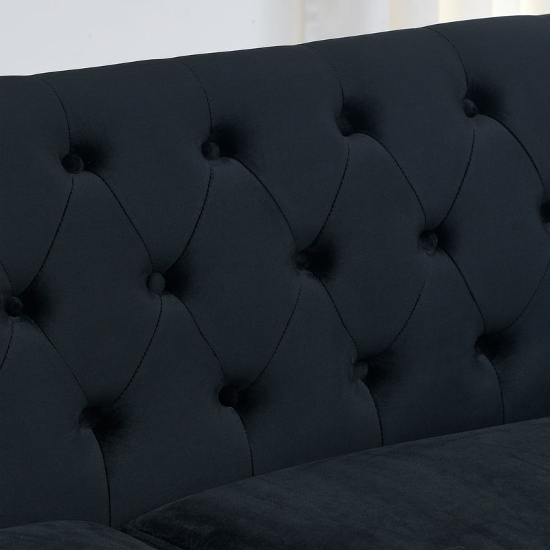 Modern Chesterfield Sofa With Tufted Backrest For Living Room