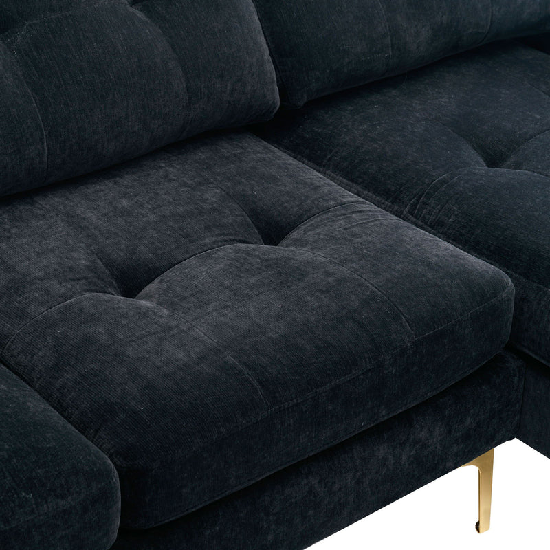 Modern L - Shape Convertible Sectional Sofa With Movable Ottoman