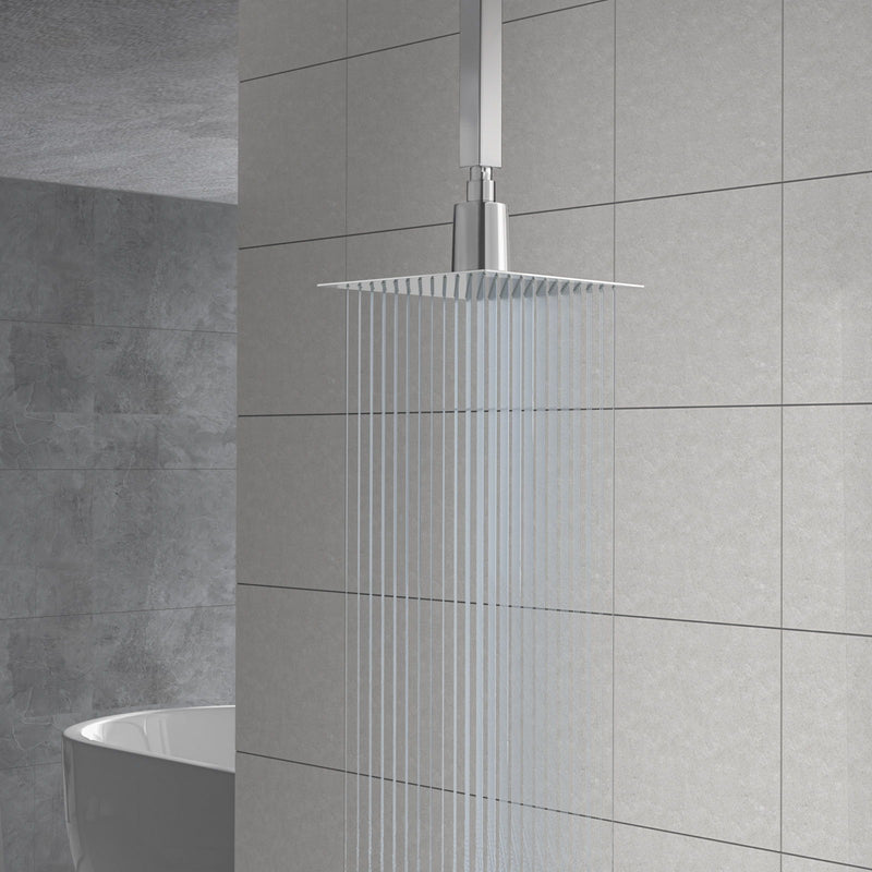 Ultra Thin 8" Square Rain Shower Head 304 Stainless Steel, Wall / Ceiling Mounted