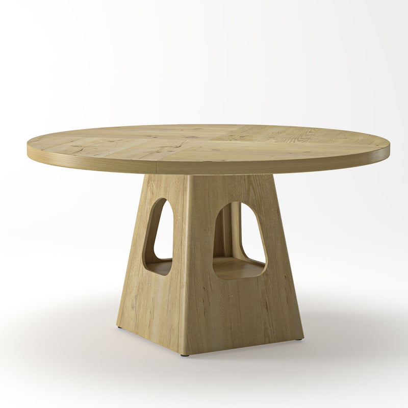 Farmhouse Round Dining Table With Storage Base