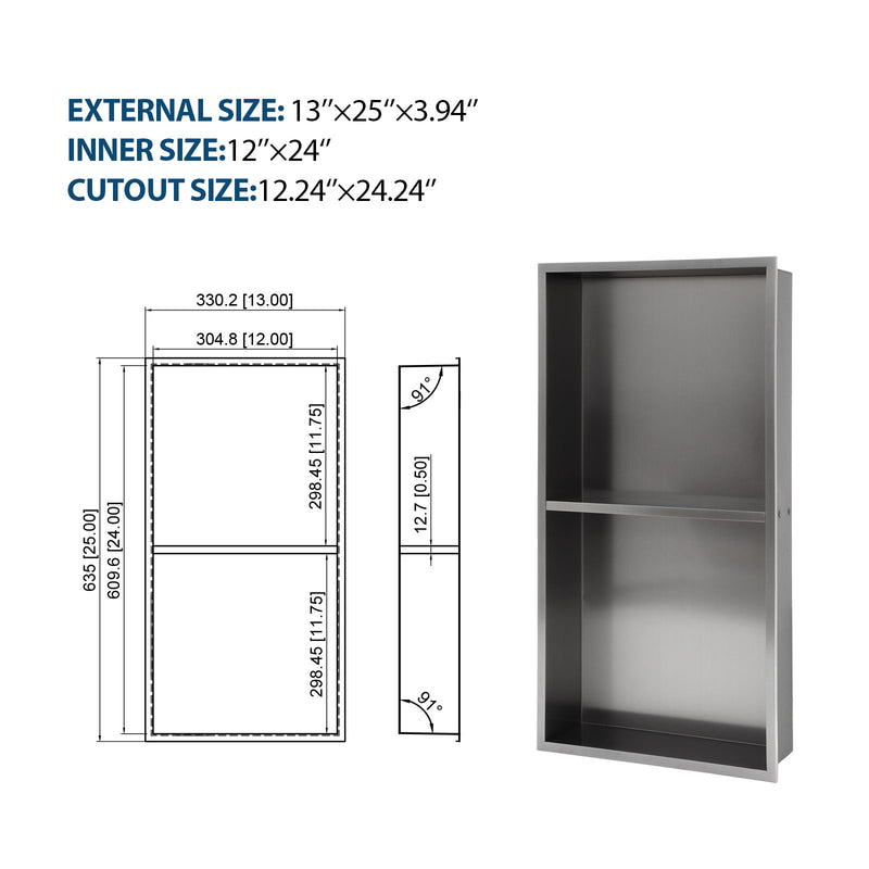 Modern Stainless Steel Shower Niche Double Shelf For Bathroom