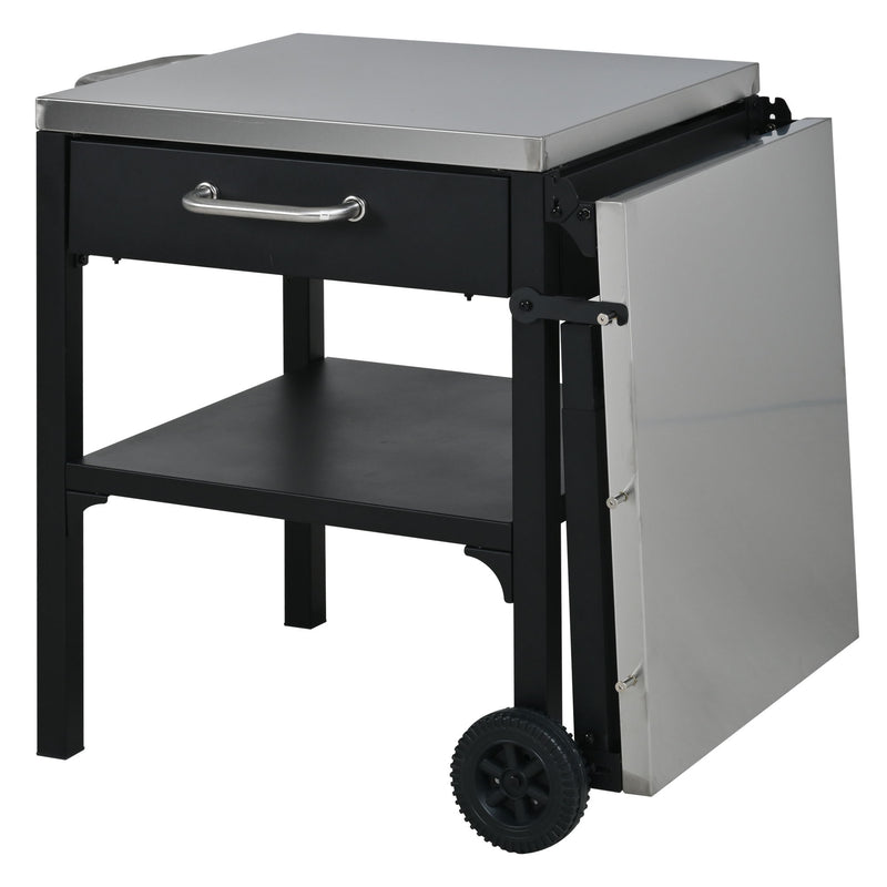 Foldable Outdoor Kitchen Cart With Storage For Patio