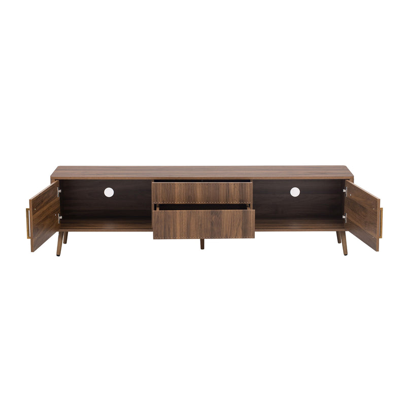 TV Stand With 2 Drawers, Media Console Table - Walnut