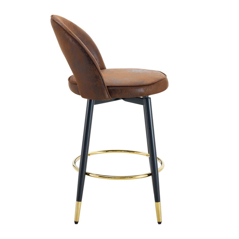 Upholstered Rotatable Bar Chair With Metal Legs For Dining Room