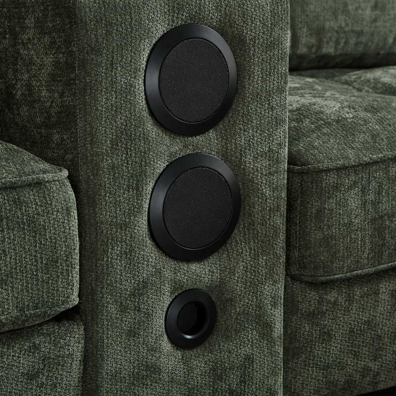Modern Sectional Sofa U-Shaped With Movable Ottomans, tooth Speakers, LED Lights And Modular Storage