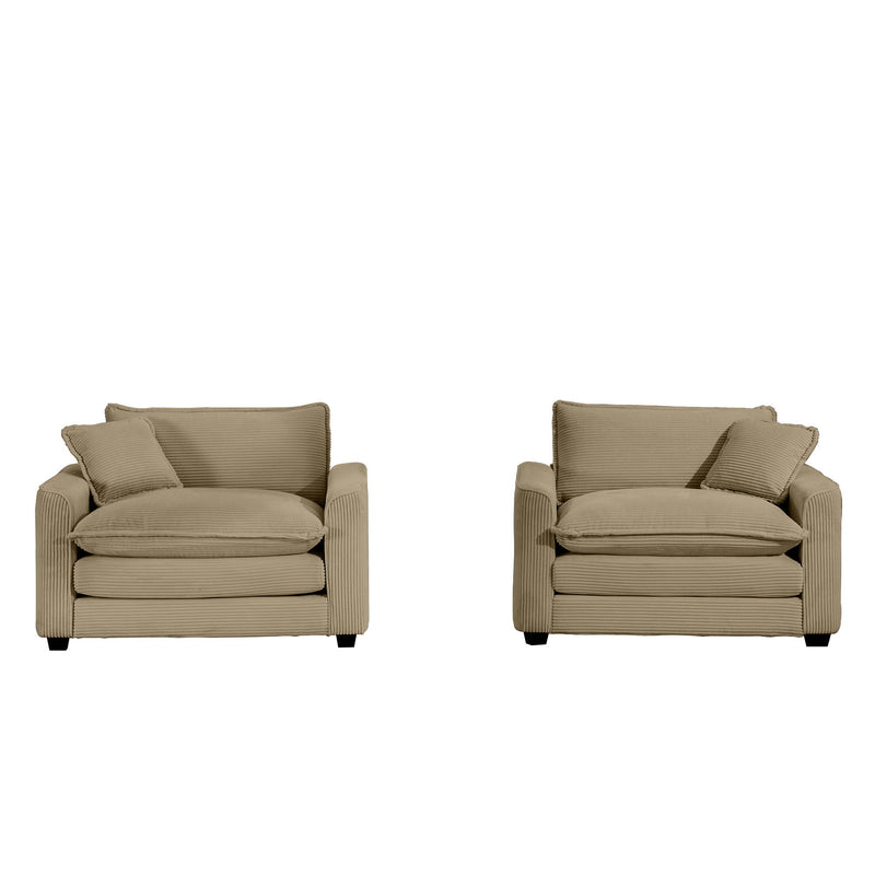 Modern Classic Fabric Single Chair Deep Seat Sofa With Pillow