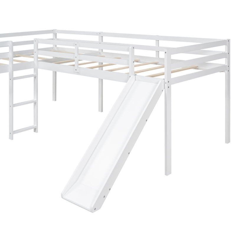L Shaped Loft Bed With Ladder And Slide