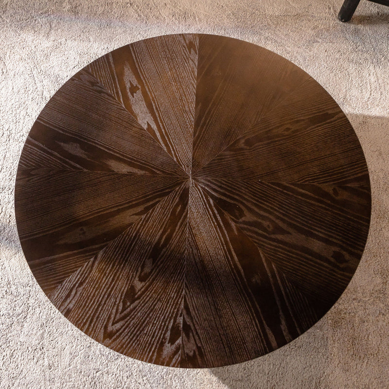 Round Retro Coffee With Solid Wood Legs