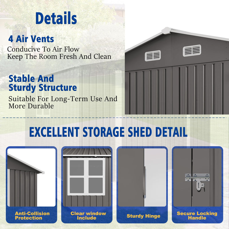 Large Outdoor Storage Shed With Lockable Door, Air Vent
