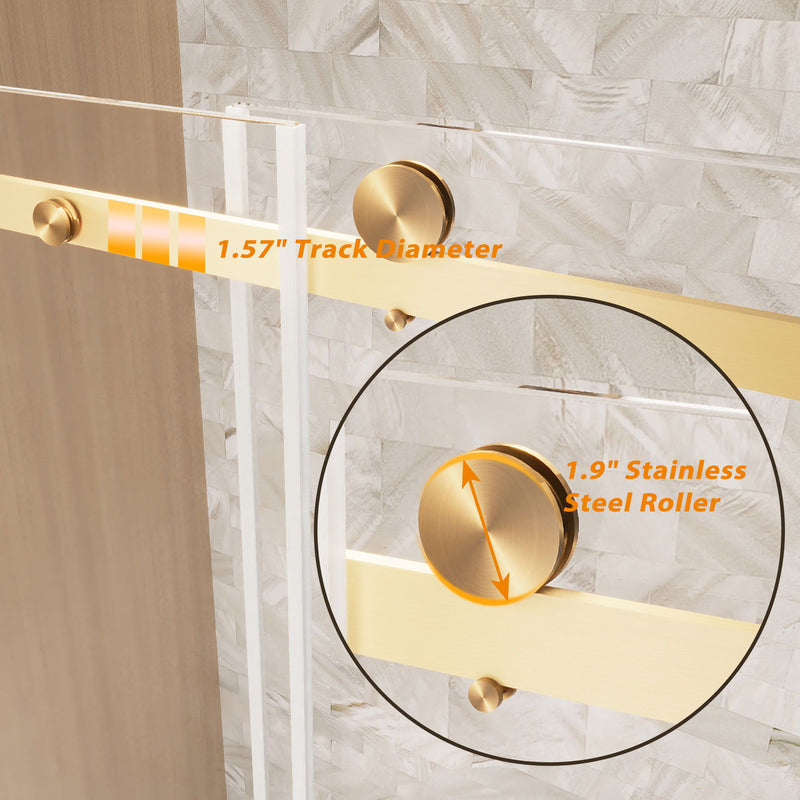 Frameless Single Sliding Shower Door With Handle And Square Tube Track