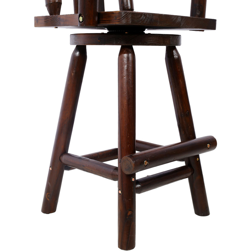 Rustic Bar Stool, Fir Wood Construction, Wide Armrest