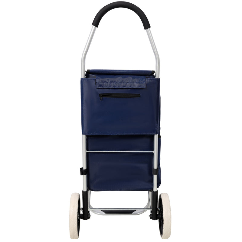 Foldable Shopping Trolley With Wheels And Waterproof Bag - Blue