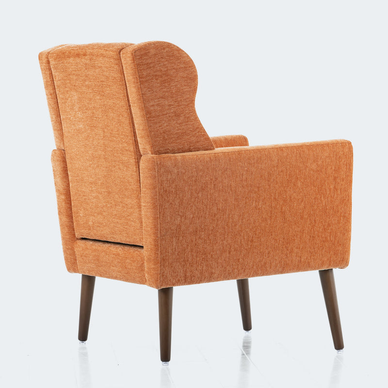 Modern Accent Chair, Arm Chairs For Living Room, Upholstered Mordern Armchair, Comfy Soft Padded Lounge Chair In Small Space, Bedroom, With Pillow, Solid Wood Leg