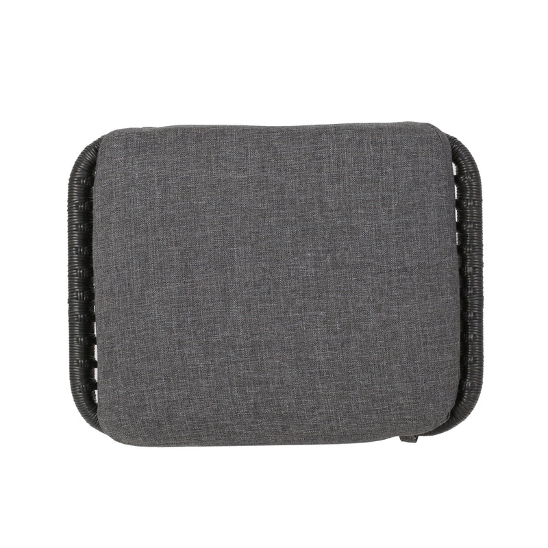 Outdoor Modern Boho Wicker Ottoman With Cushions (Set of 2)