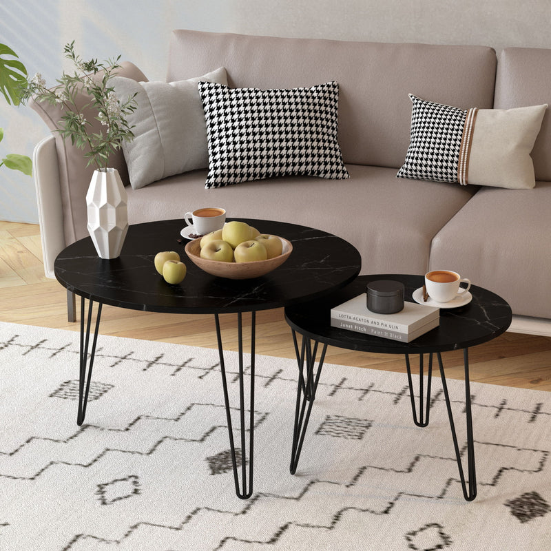 Round Nesting Coffee Table For Living Room (Set of 2)