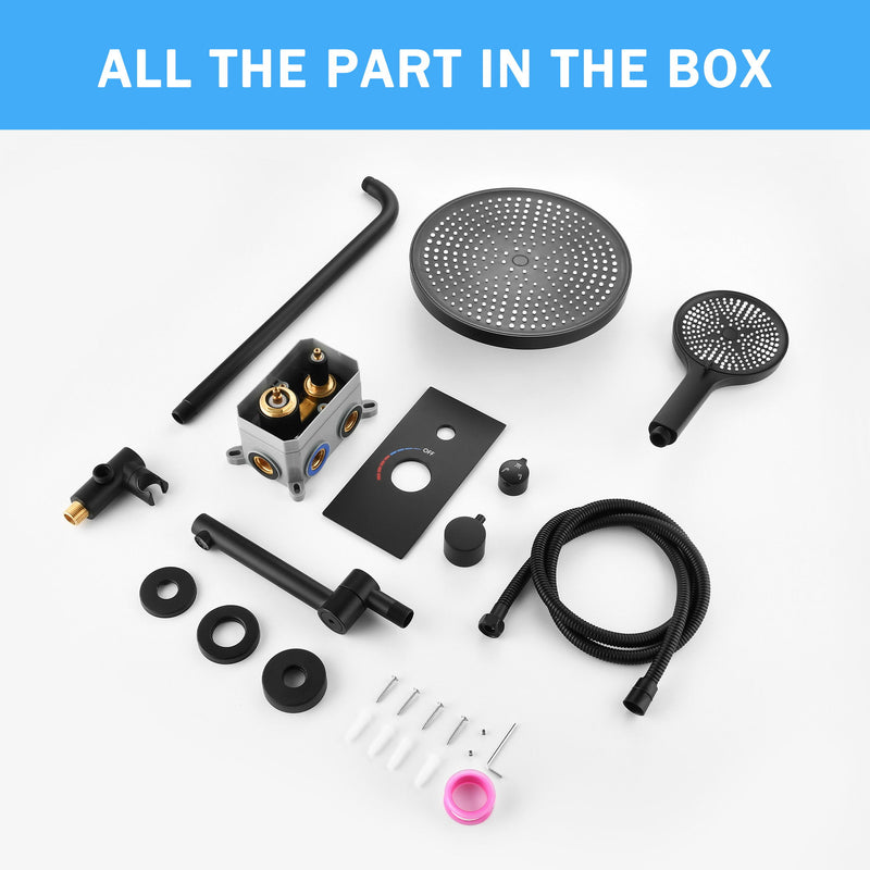10" Shower System Set With Control Valve And Overhead Shower