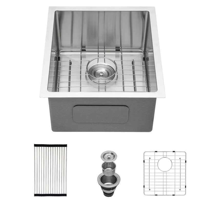 Modern Undermount Stainless Steel Kitchen Sink 16 Gauge, Deep Single Bowl