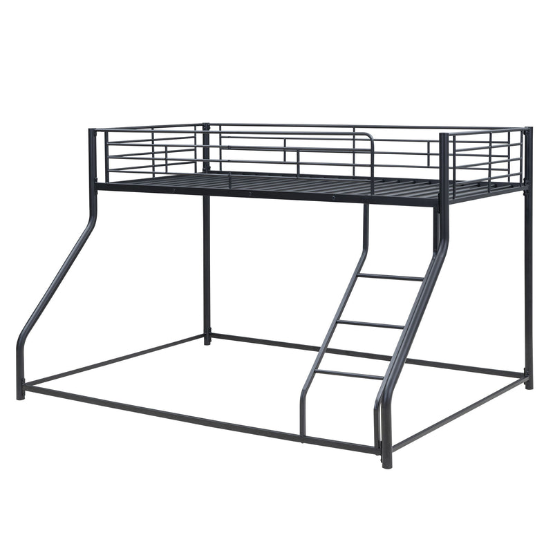 Metal Floor Bunk Bed With Sloped Ladder, Space Saving Design