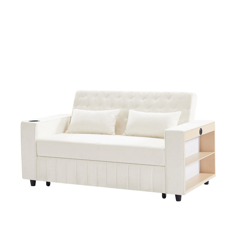 Pull-Out Sofa Bed Convertible Couch With Adjustable Backrest For Living Room