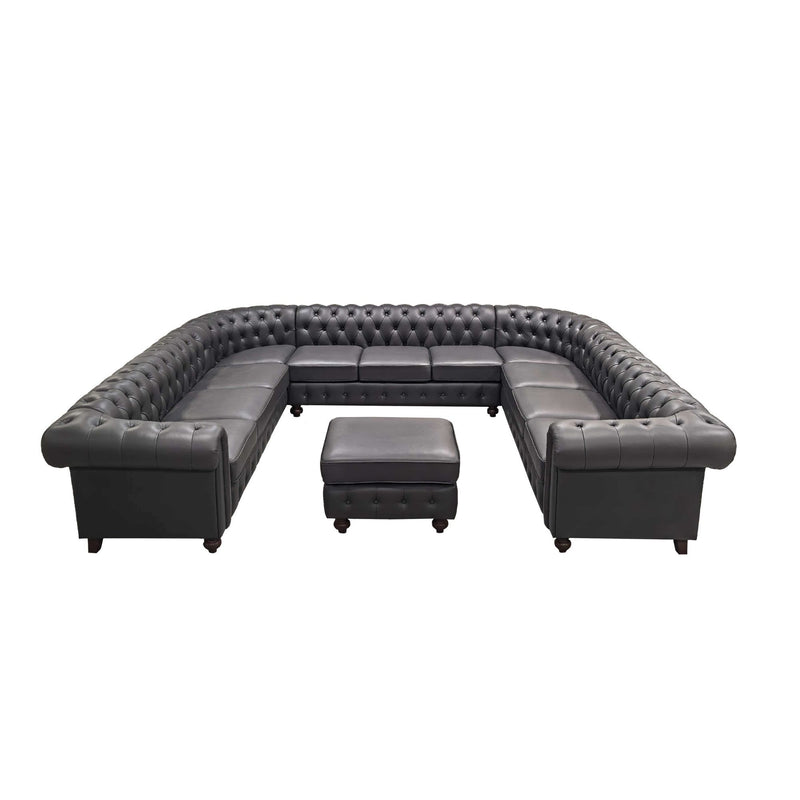 U - Shape Sectional - Blue Gray