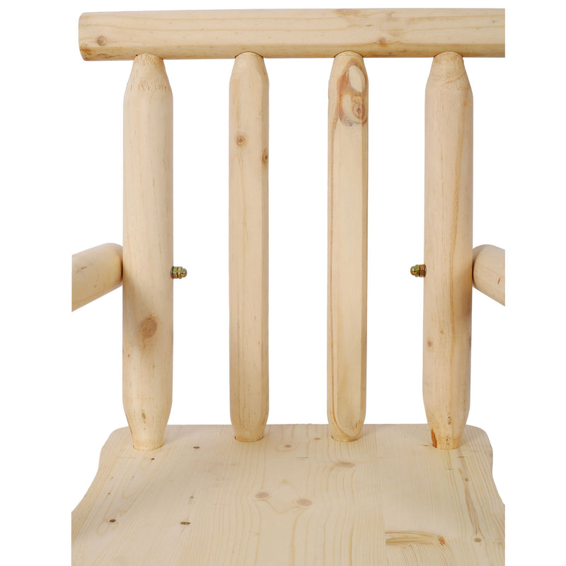Rustic Bar Stool, Fir Wood Construction, Wide Armrest