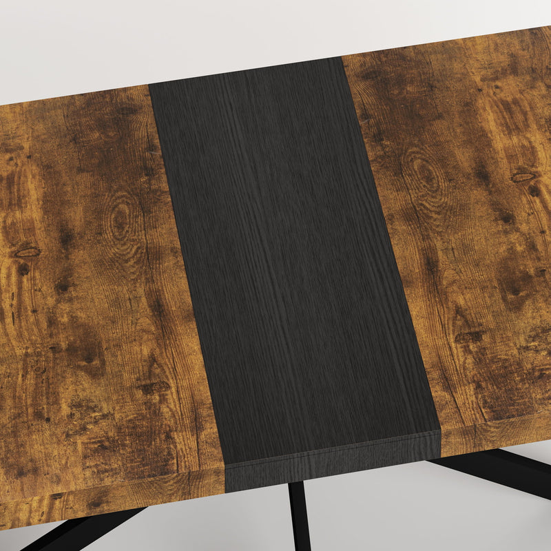 Retro Rectangular Stretch Dining Table With Embossed Center Plate