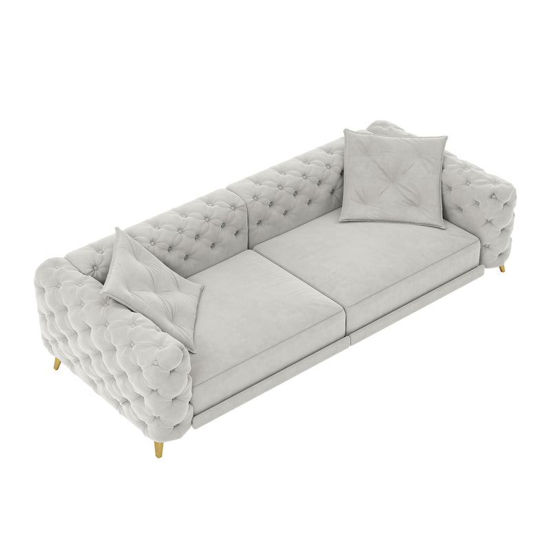 3 In 1 Convertible Sleeper, Deep Seat Pull Out Sofa Bed, Button Tufted