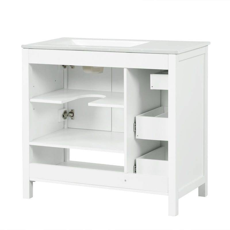 Bathroom Vanity With Sink Top, Bathroom Vanity Cabinet With 2 Doors And 2 Drawers, Open Shelf