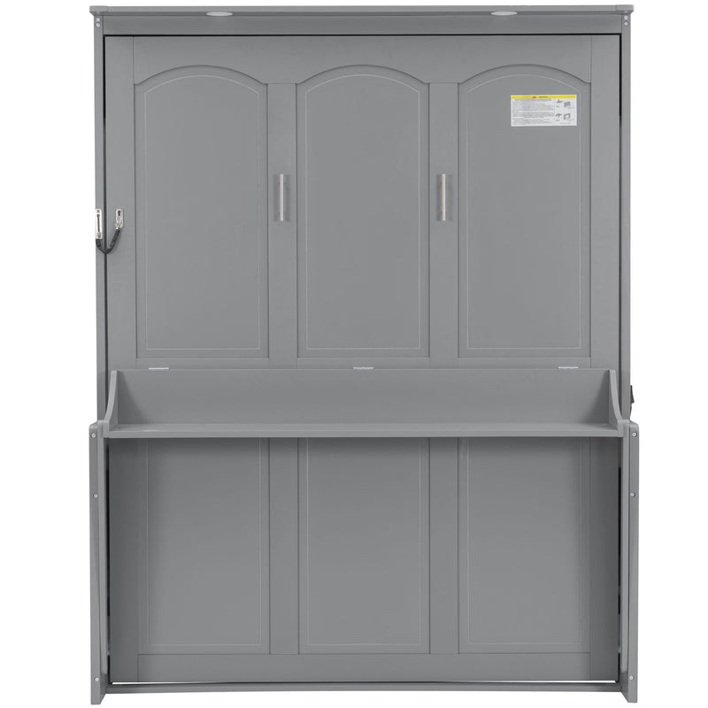 Murphy Bed With Desk, LED Lights & USB Charging Station
