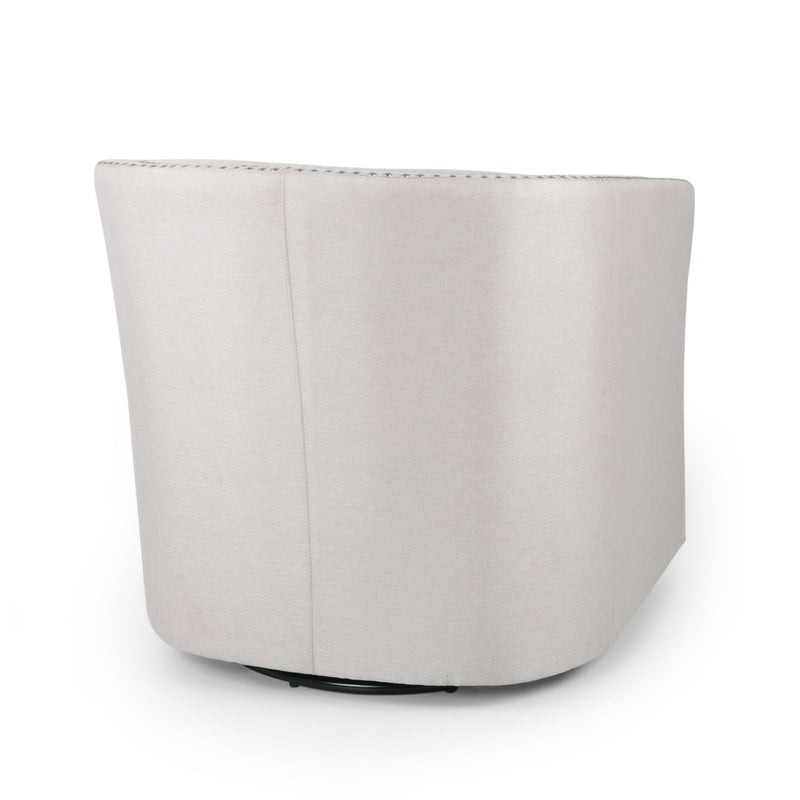 Modern Upholstered Swivel Club Chair With Nailhead Trim