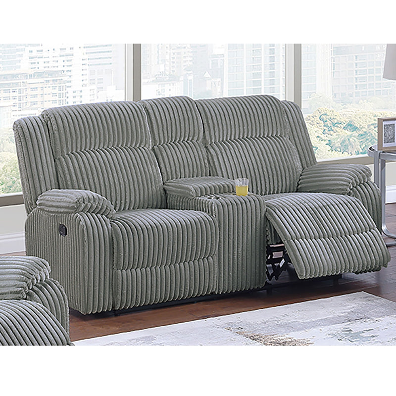 Motion Loveseat With Console Reclining Couch Plush Textured Seat - Smoke