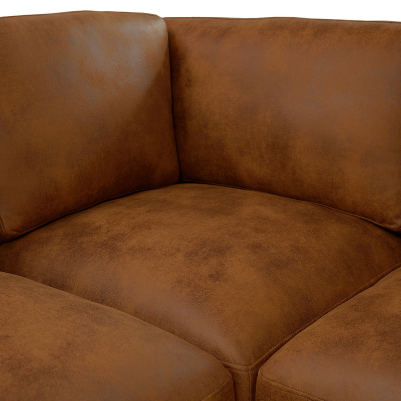 Modular Upholstered Sectional, Medium Firm Seat Cushion, Custom Configuration - Brown