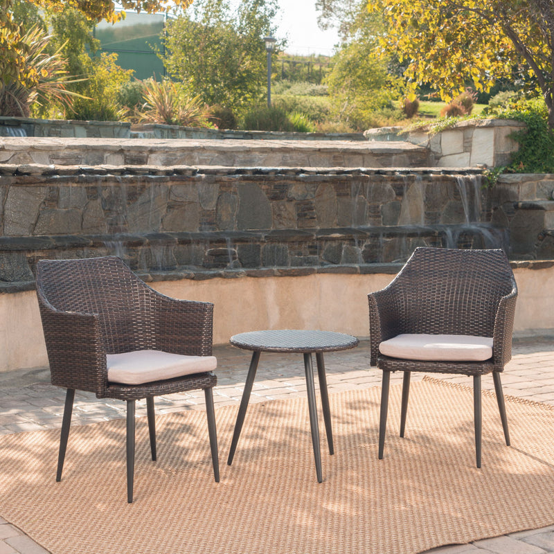 Kenneth - 3 Pieces Chat Set Outdoor Furniture - Brown Multi