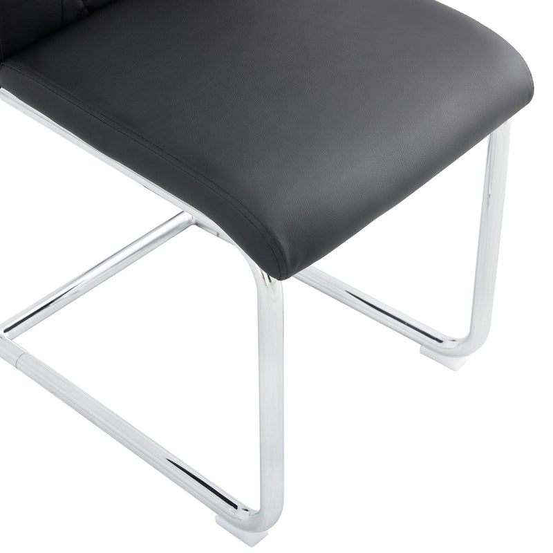 Modern Dining Chairs With Padded Seat, Metal Legs
