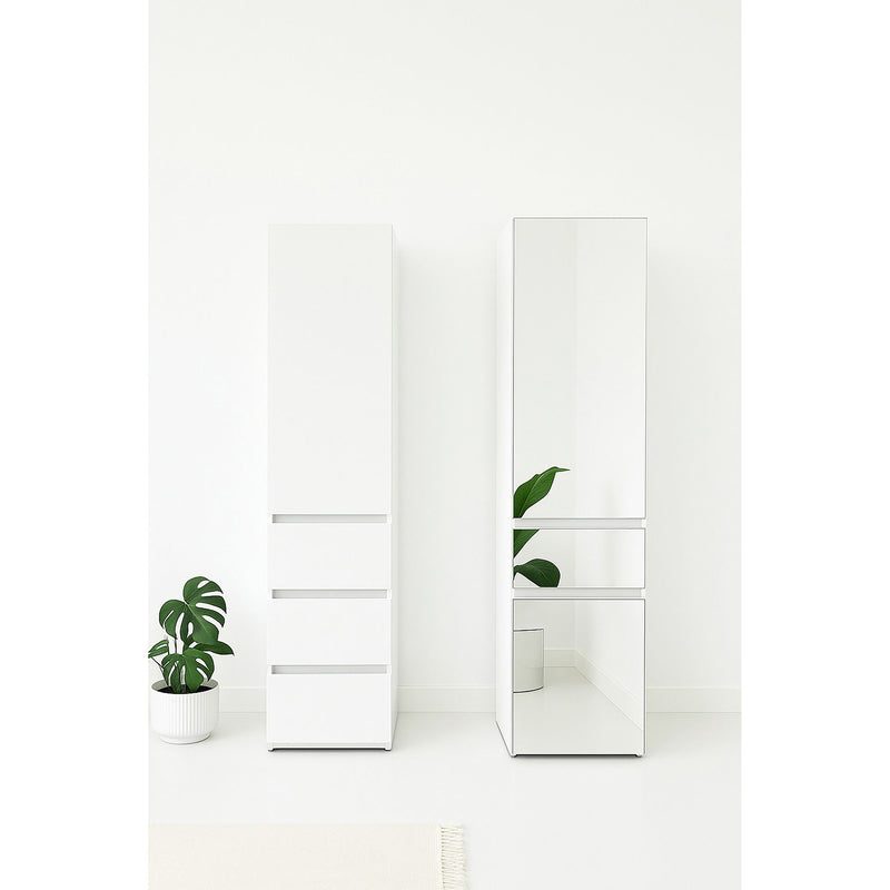 Elise - Modular Closet System With Mirror And Customizable Storage - White