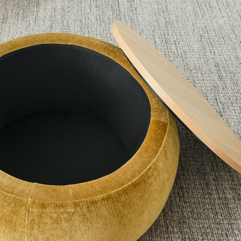 Round Storage Ottoman, 2 In 1 Function, End Table And Ottoman