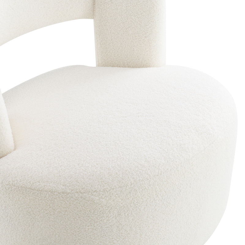 Swivel Comfy Round Barrel Chair With Soft Teddy Fabric For Living Room