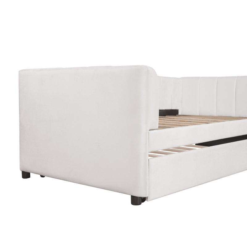 Upholstered Daybed With Ergonomic Design Backrest
