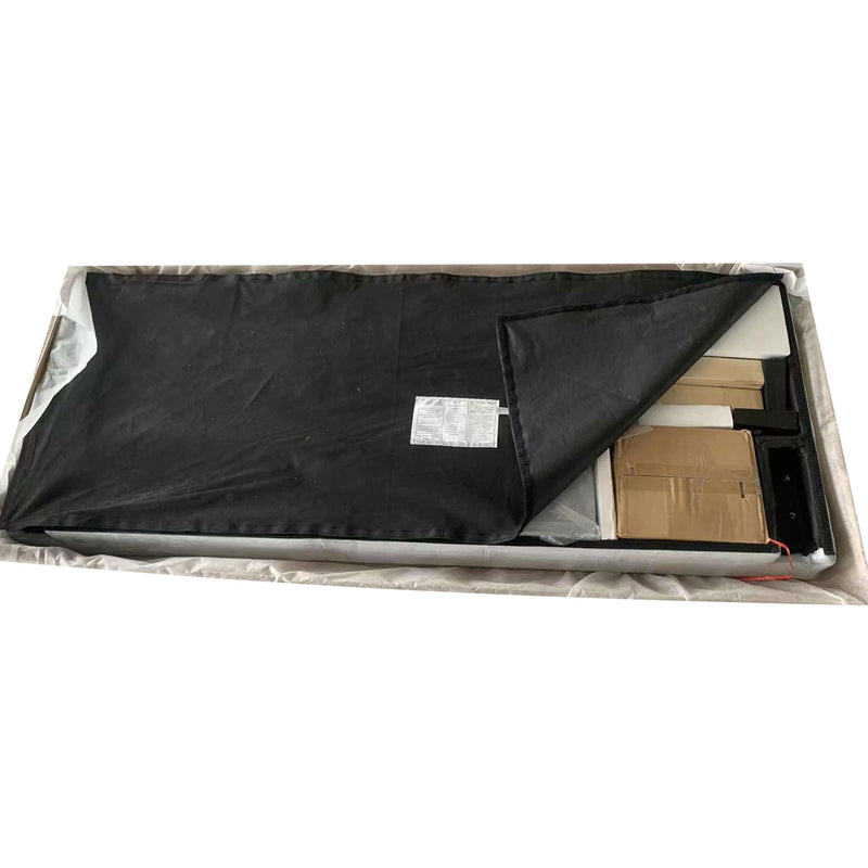 King Size Upholstered Platform Bed Frame With Button Tufted Fabric Headboard, No Box Spring Needed, Wood Slat Support