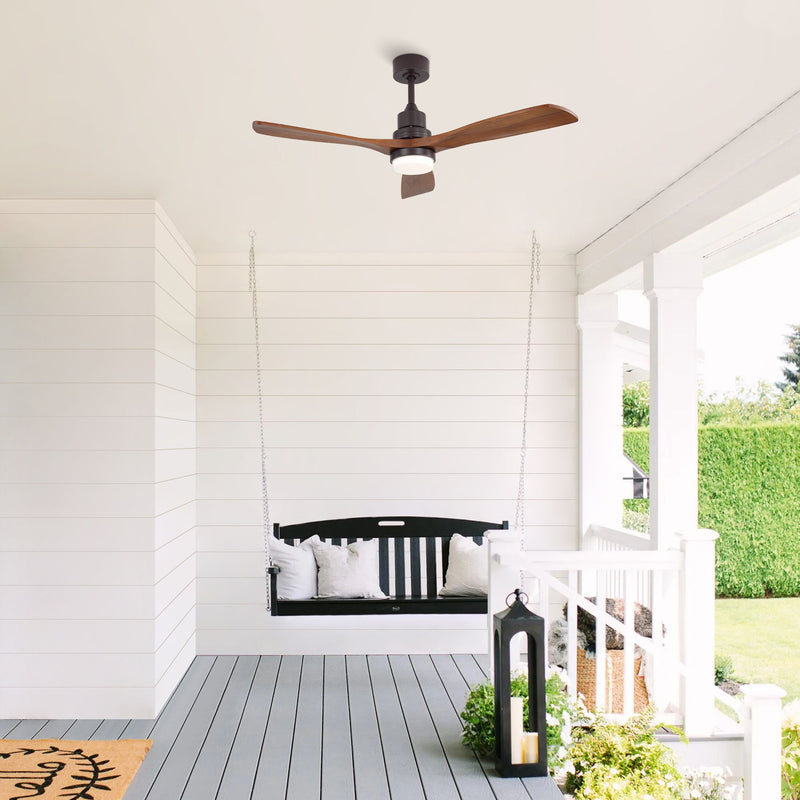 52" Ceiling Fan With LED Light, 3 Adjustable Color Temperatures, Reversible DC Motor For Living Room & Bedroom - Coffee