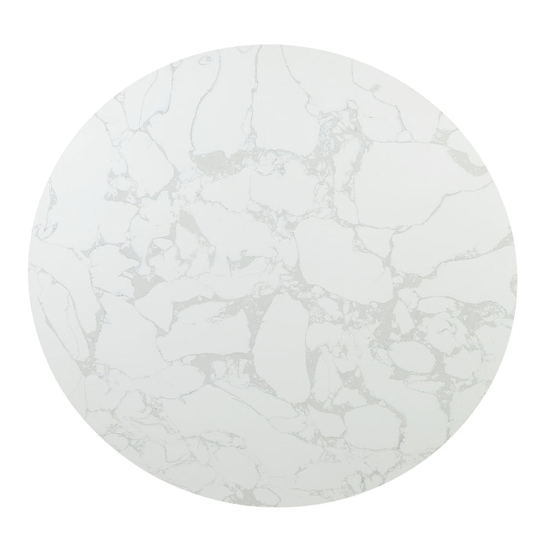 Clayten - Around Dining Table - Marble / Espresso
